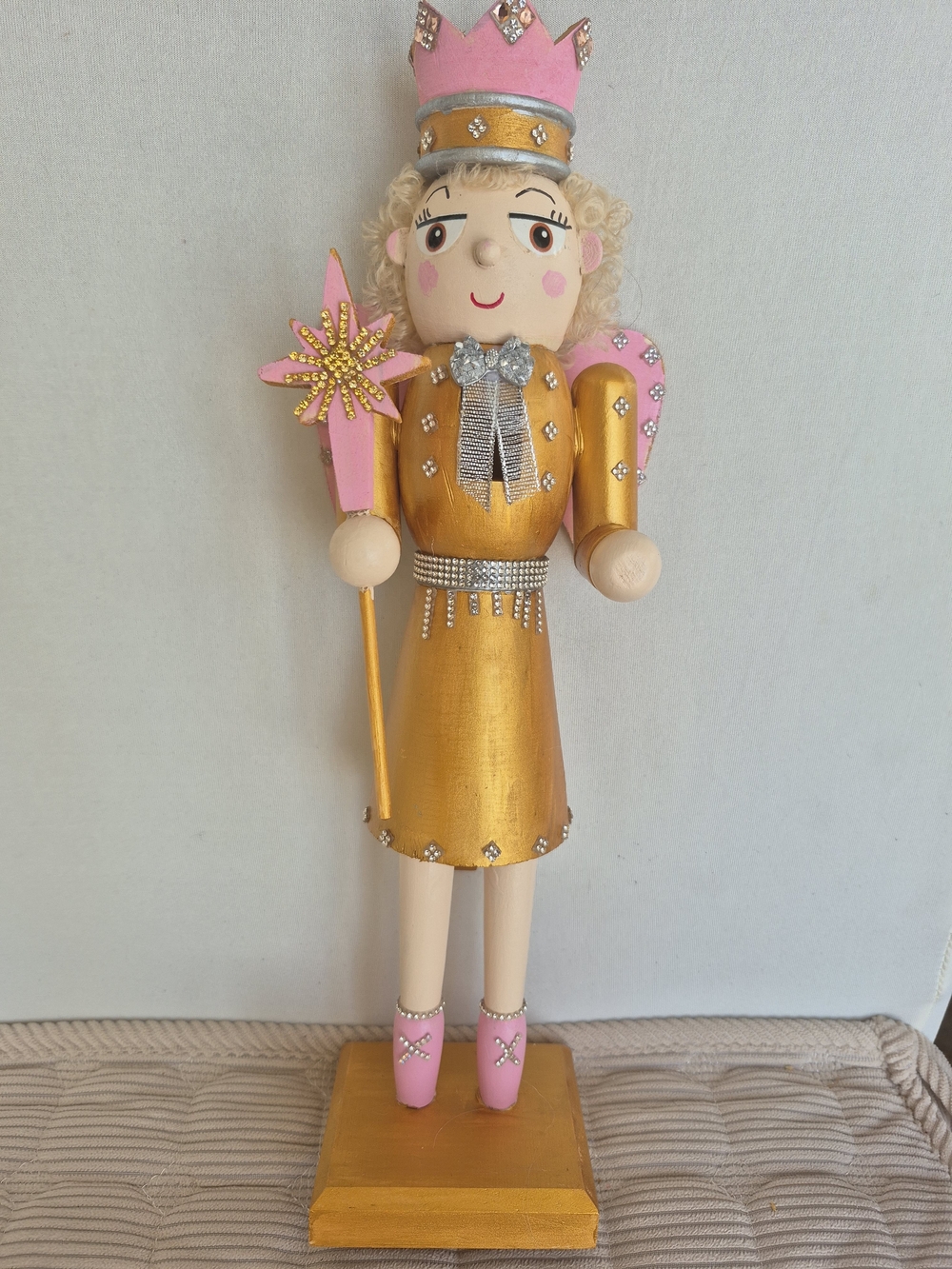 Gold and Pink Angel Nutcracker Figurine